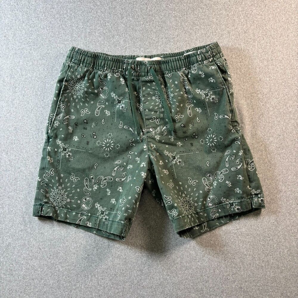 PacSun Volley Shorts Mens Small Green Paisley Bandana Drawstring Casual